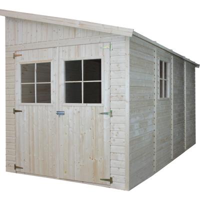 TIMBELA Abri de jardin en bois 8 m&sup2; - h244x416x218 cm - avec sol impr&eacute;gn&eacute; -  M340A+M340G M340A+M340G