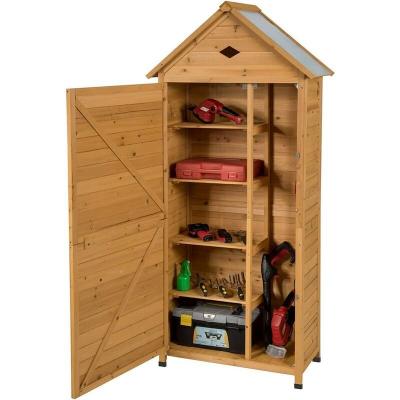 COSTWAY Armoire de Jardin Abri Jardin Remise pour Outils en Bois de Sapin avec 4 Etag&egrave;res, Une Porte et Toit Double Pente pour Jardin, Balcon ou Terrasse 