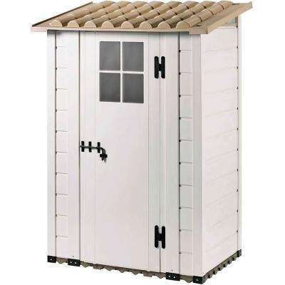 GARDIUN Abri de Jardin en R&eacute;sine Tuscany Evo 100 Blanc/Beige 139x95x201 cm - KSP38210 -