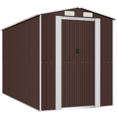 VIDAXL  abri de jardin marron fonc&eacute; 192x357x223 cm acier galvanis&eacute;