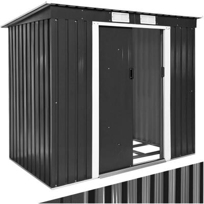 TECTAKE Abri de jardin m&eacute;tal 2,7 m&sup2; toiture monopente - gris/blanc