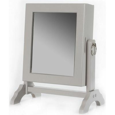 Armoire &agrave; bijoux avec miroir inclinable - Taupe - Rangement 54 bijoux