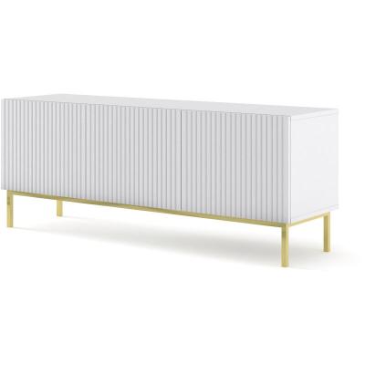 BIM FURNITURE Meuble tv ravenna b 150 cm 3D frais&eacute; blanc mat + cadre