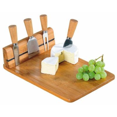 AC DECO Plateau &agrave; fromages + 4 couteaux - Bambou - Support aimant&eacute; fromages