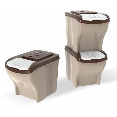 GENERIQUE Conteneur &agrave; croquettes lot de 3 Beige,Marron