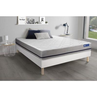 ACTISOM Ensemble matelas 140x200 ACTILATEX SOFT 3zones de confort + sommier KIT blanc