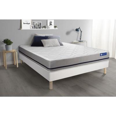 ACTISOM Ensemble matelas 200x200 ACTIMEMO SOFT 3zones de confort + sommier KIT blanc