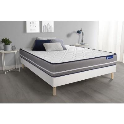 ACTISOM Ensemble matelas &agrave; m&eacute;moire ACTIMEMO PUR 200x200cm 3zones de confort + sommier KIT blanc