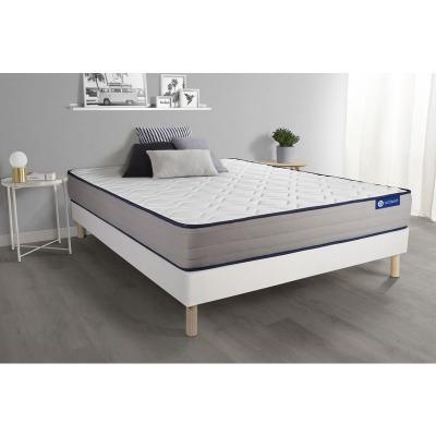 ACTISOM Ensemble matelas m&eacute;moire de forme actimemo form 200x200 cm 5zones de confort + sommier kit blanc