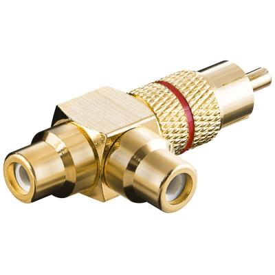 GENERIQUE Goobay 11388 Adaptateur Cinch Y, M&acirc;le vers 2&nbsp;x Femelle, Version Or, Rouge