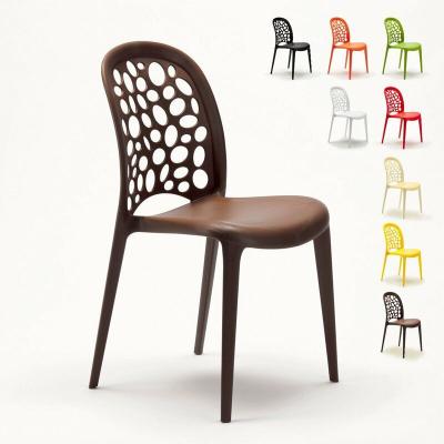 PRODUCE SHOP Chaise de cuisine salle &agrave; manger et bar empilable Design wedding Holes Messina Couleur: Marron