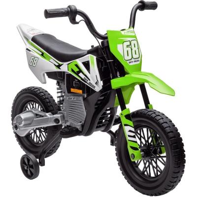 AIYAPLAY Moto cross &eacute;lectrique dirt bike enfant 12v 2 moteurs 2 vitesses 2,4-5 kmh musiques vert 