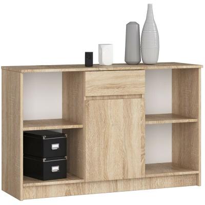 Akord - Commode B17 Ch&ecirc;ne Sonoma 120 cm 1 porte 1 tiroir fa&ccedil;ade Ch&ecirc;ne Sonoma 6 &eacute;tag&egrave;res 120x40x77 cm