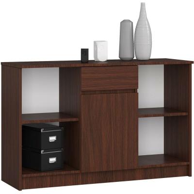 Commode akord b17 weng&eacute; 120 cm 1 porte 1 tiroir fa&ccedil;ade weng&eacute; 6 &eacute;tag&egrave;res 120x40x77 cm