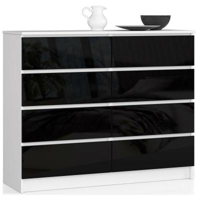 Shumee Commode K120 8 TIROIRS Acrylique Haute Brillance Noir