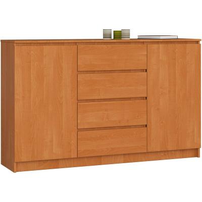 Grande Commode Pour Le Salon Akord K160 Aulne 160 Cm 2 Portes 4 Tiroirs Fa&ccedil;ade Aulne 4 &Eacute;tag&egrave;res 160x40x99 Cm 