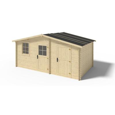 ALTANKA Abri de jardin en bois - 15m2 - 5x3m - Ep. 28mm - Couleur: naturel -  