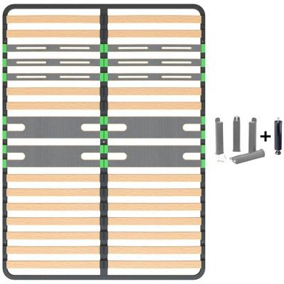 ALTOBUY ALTOZONE - Pack Sommier 2x16 Lattes 140x200cm + Pieds Gris + Pied Central -  