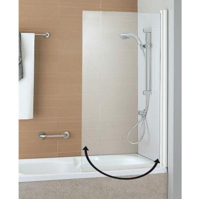 Pare-baignoire ANCOSWING, 1 volet pivotant en verre securit transparent 5mm, profil blanc