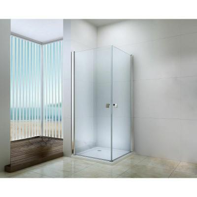 ONDEE Fa&ccedil;ade FRISCO - Finition Chrom&eacute; - Acc&egrave;s Angle - Verre Transparent - 90x194,5cm