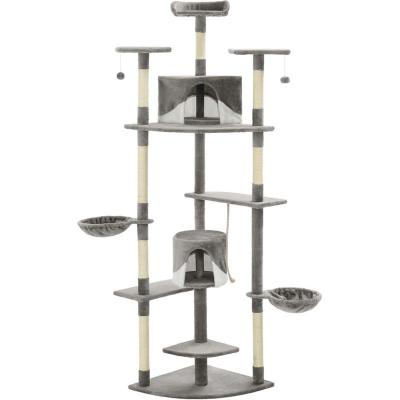 HELLOSHOP26 Arbre &agrave; Chat griffoir grattoir Niche Jouet Animaux peluch&eacute; en sisal 203 cm Gris et Blanc 3702202