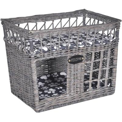 VIDAXL  - Arbre/maison/lit &agrave; chat avec coussin Saule Carr&eacute; Gris