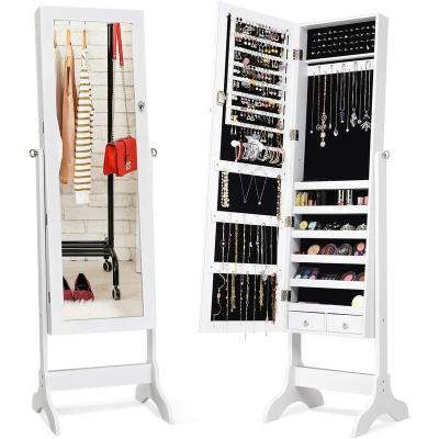 Armoire &agrave; bijoux blanche sur pied 46 x 37 x 155,5 cm