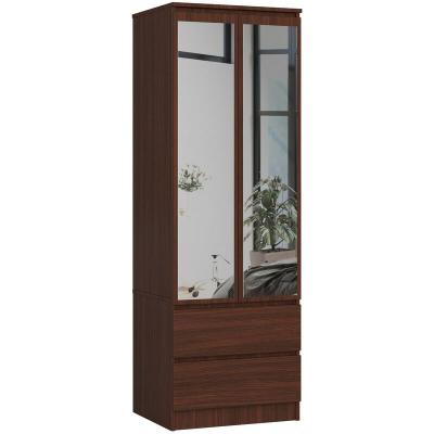 Armoire Akord S60 Weng&eacute; 60 cm 2 portes 2 tiroirs fa&ccedil;ade Weng&eacute; 1 &eacute;tag&egrave;re 60x51x180 cm
