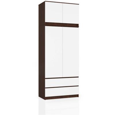 Armoire avec surmeuble S90 Weng&eacute; 90 cm 2 portes 2 tiroirs fa&ccedil;ade Blanche 6 &eacute;tag&egrave;res 90x51x234 cm
