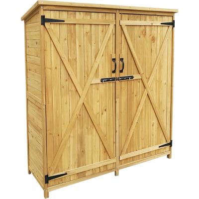 WILTEC Abri de jardin ? 1350 x 500 x 1540 mm ? en bois d'&Eacute;pic&eacute;a ? avec Toit en bitume et 2 portes ? Cabane Remise pour rangement outils pour Jardin,