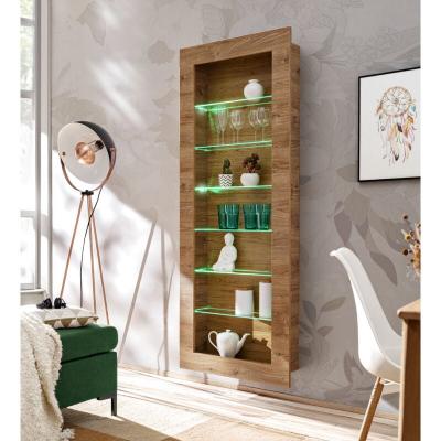 Komodee Vitrine Suspendue Como - Chene - Miel Truffe - LED RGB - 71 x 178 x 15 cm