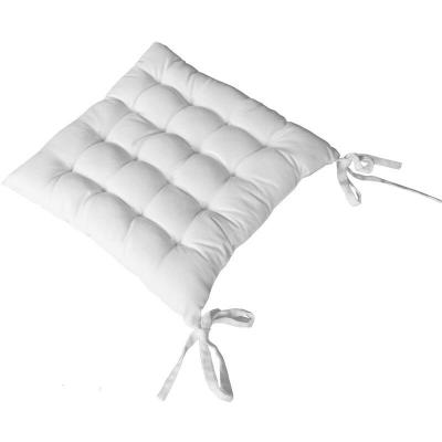 PARIS PRIX Galette de chaise piqu&eacute;e 16 points en coton et nouettes blanc 38x38 cm