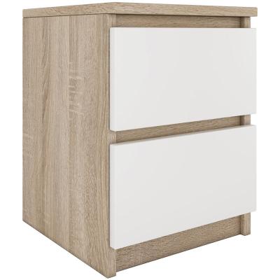 Table de chevet / Table de nuit moderne avec 2 tiroirs Malwa M2 - Sonoma-Blanc
