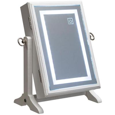 Atmosphera - Armoire &agrave; Bijoux lumineuse &agrave; LED et Miroir  H 36 cm Blanc 