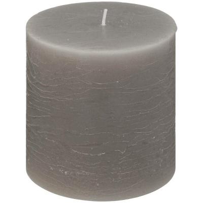 ATMOSPHERA Bougie ronde style rustique - D 10 x H 10 cm - Gris