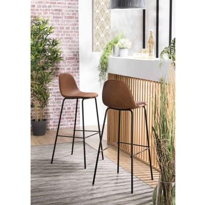 Augustin - lot de 2 tabourets de bar john marron hauteur d'assise 80cm