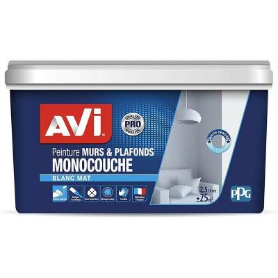 AVI  - Peinture murs & plafonds Monocouche Blanc mat 2,5 l - Blanc