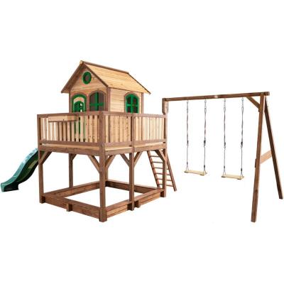 AXI  Maison Liam avec Double Balan&ccedil;oire Marron/vert - Toboggan Vert