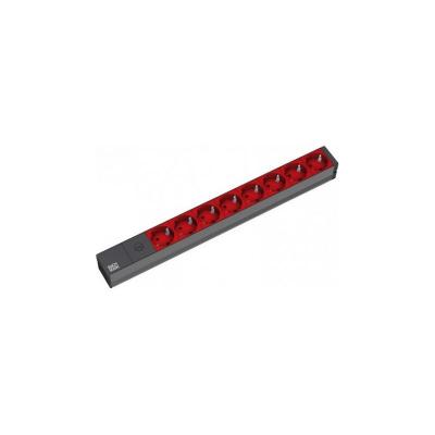 BACHMANN  19'''' 2m 8x Schuko H05VV-F 3G 1.00mm&sup2; multiprise 8 sortie(s) CA Noir, Rouge