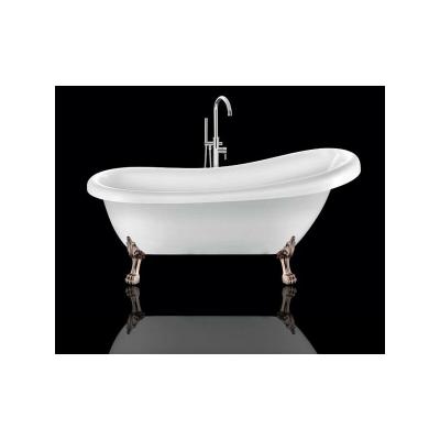Baignoire ancienne r&eacute;tro sur pieds RICHMOND Blanche 171 cm Pieds de Lion Cuivre rouge vieilli