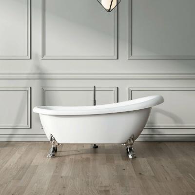 Baignoire ancienne r&eacute;tro sur pieds RICHMOND Blanche 171 cm Pieds de Lion Chrom&eacute;s
