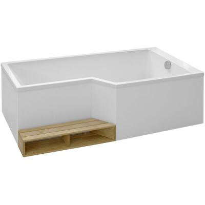 Baignoire bain douche Neo, Acrylique renforc&eacute; Blanc brillant, 150 X 60/80 version droite