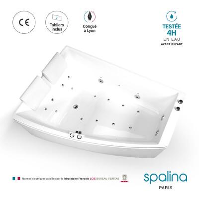 Baignoire baln&eacute;o 2 places sangha duo wave gauche l170xl(120/70)xh50cm, by spalina