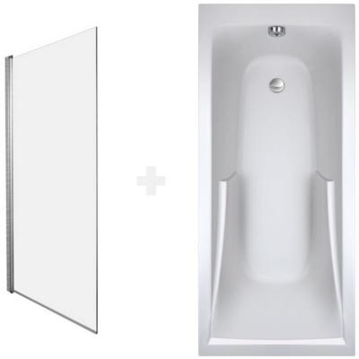 Pack baignoire droite 170 X 75 JACOB DELAFON Corvette + pare bain chrom&eacute;