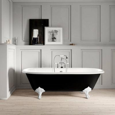 Baignoire sur pieds en fonte PLYMOUTH 170 cm Noire Pieds blancs