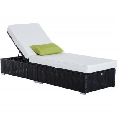 HOMCOM Bain de soleil transat grand confort 195L x 68l x 31H cm noir cr&egrave;me