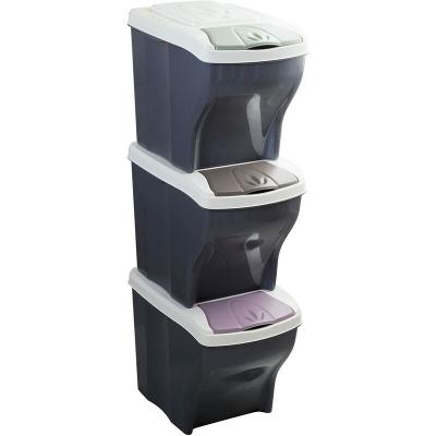 BAMA Lot de 3 poubelles tris - 60 l - coloris al&eacute;atoire