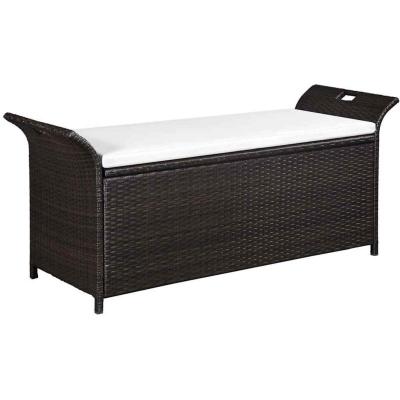 VIDAXL  banc de jardin avec coussin 138 cm r&eacute;sine tress&eacute;e marron 44182