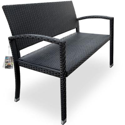 CASARIA&REG; Banc de jardin en polyrotin 2 places - noir