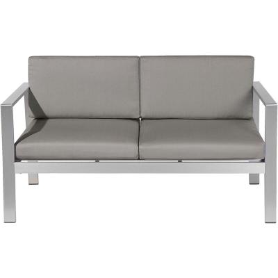 BELIANI Canap&eacute; banc de jardin 2 places gris fonc&eacute;
